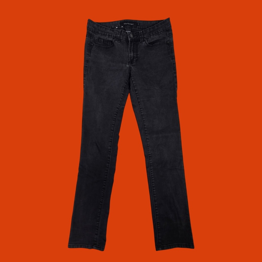 Jeans Calvin Klein Women 2 Black Straight Leg Denim Pants